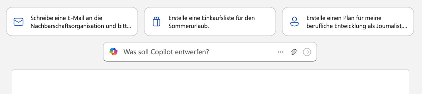Copilot in Word neuer Entwurf