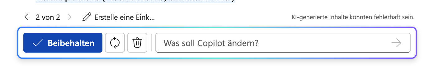 Copilot Entwurfsmodus in Word
